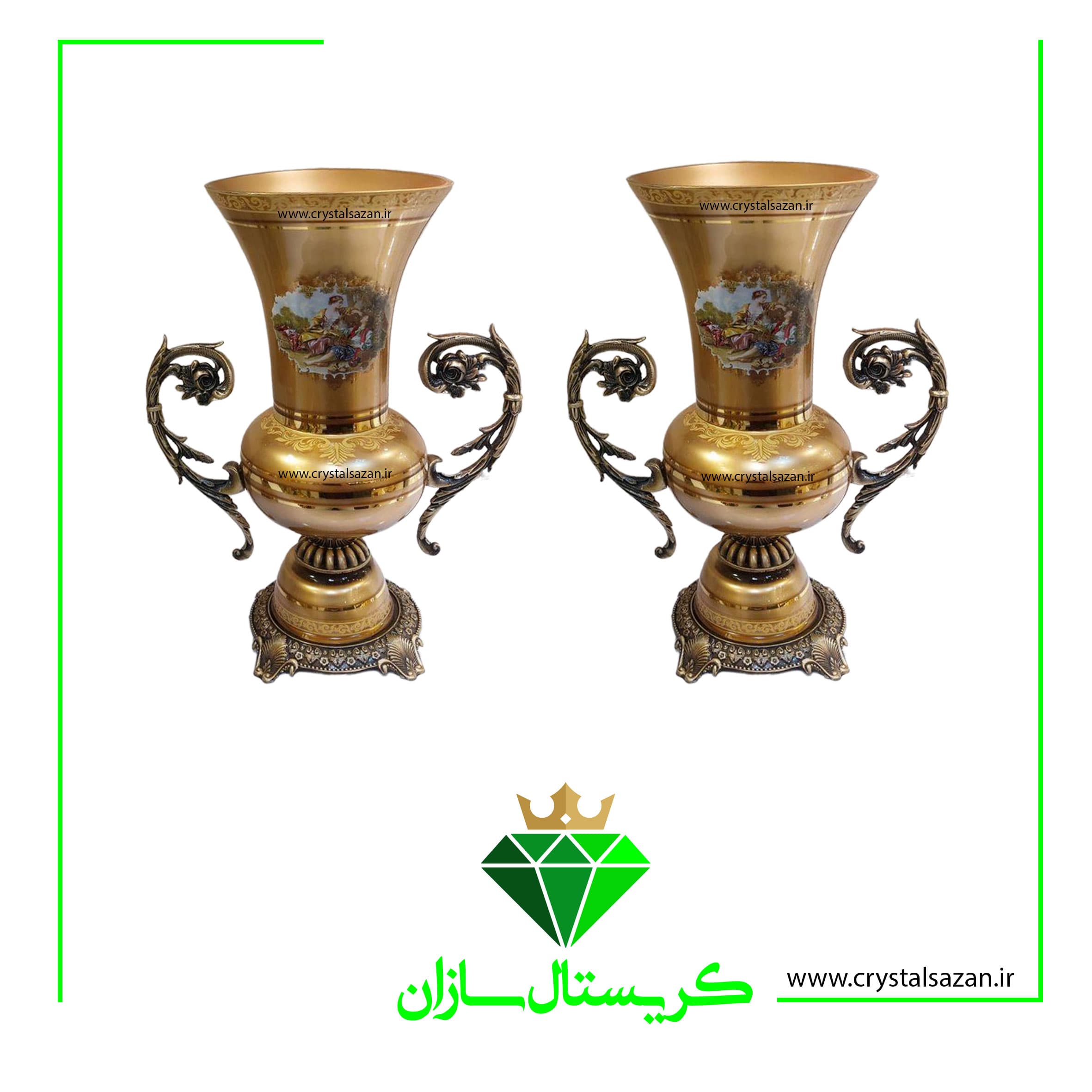 گلدان کریستال جفتی کد G1338 کریستال سازان