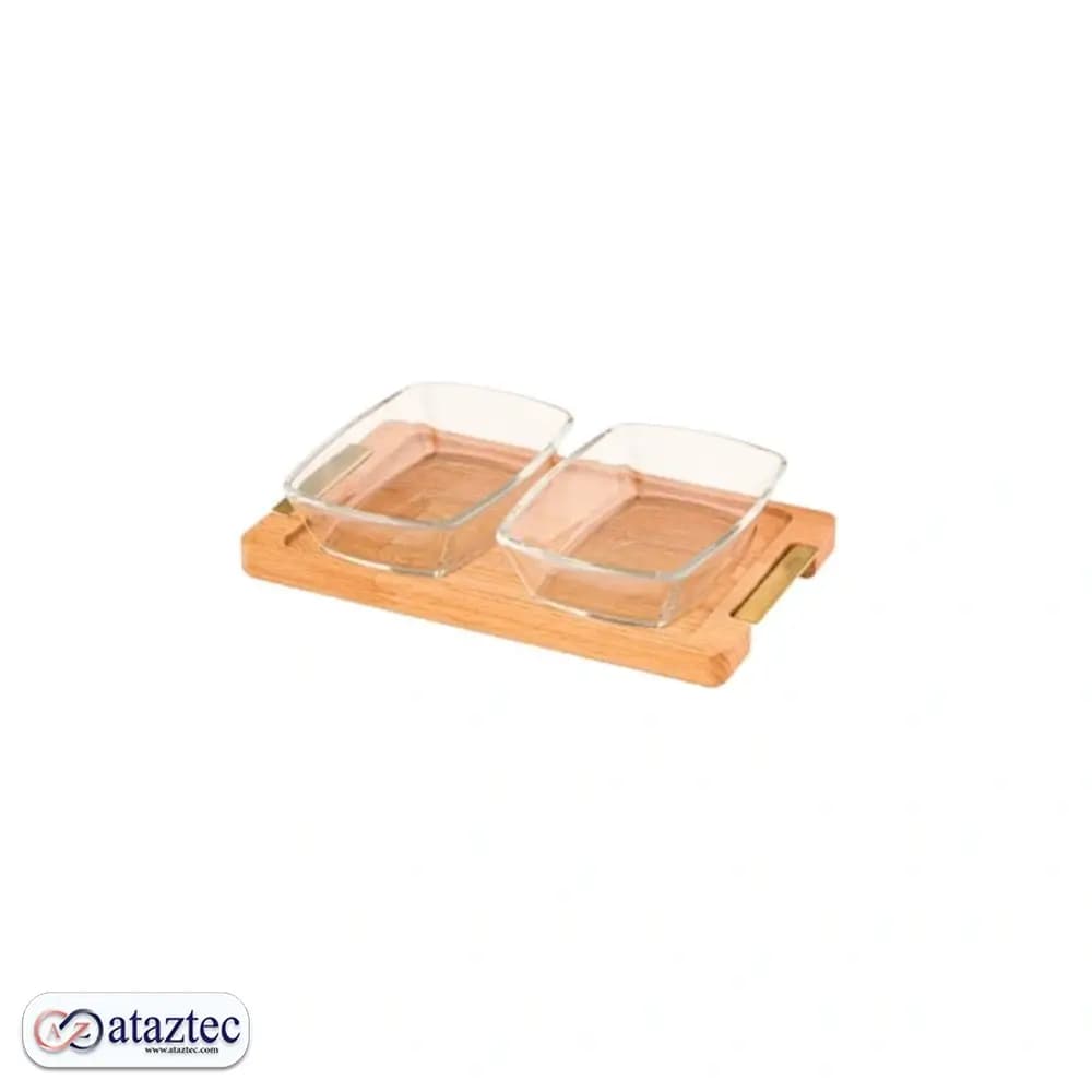 اردوخوری مستطیل پایه چوبی لیمون دو عددی بزرگ کد 2244