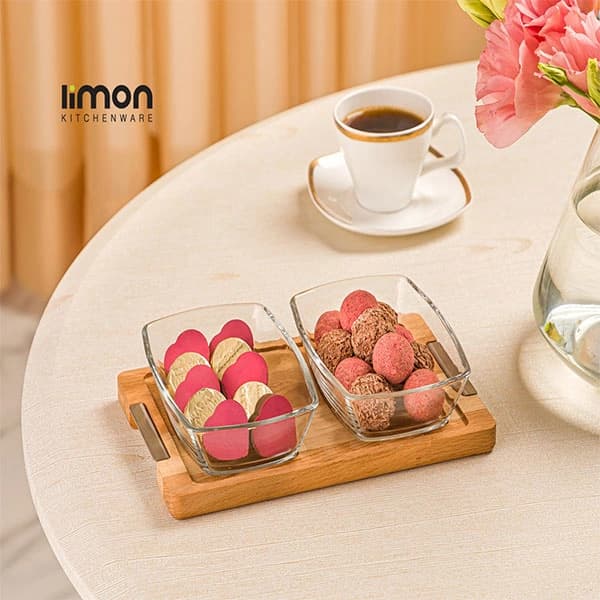 اردوخوری مستطیل پایه چوبی لیمون دو عددی بزرگ کد 2244 — تصویر ۴
