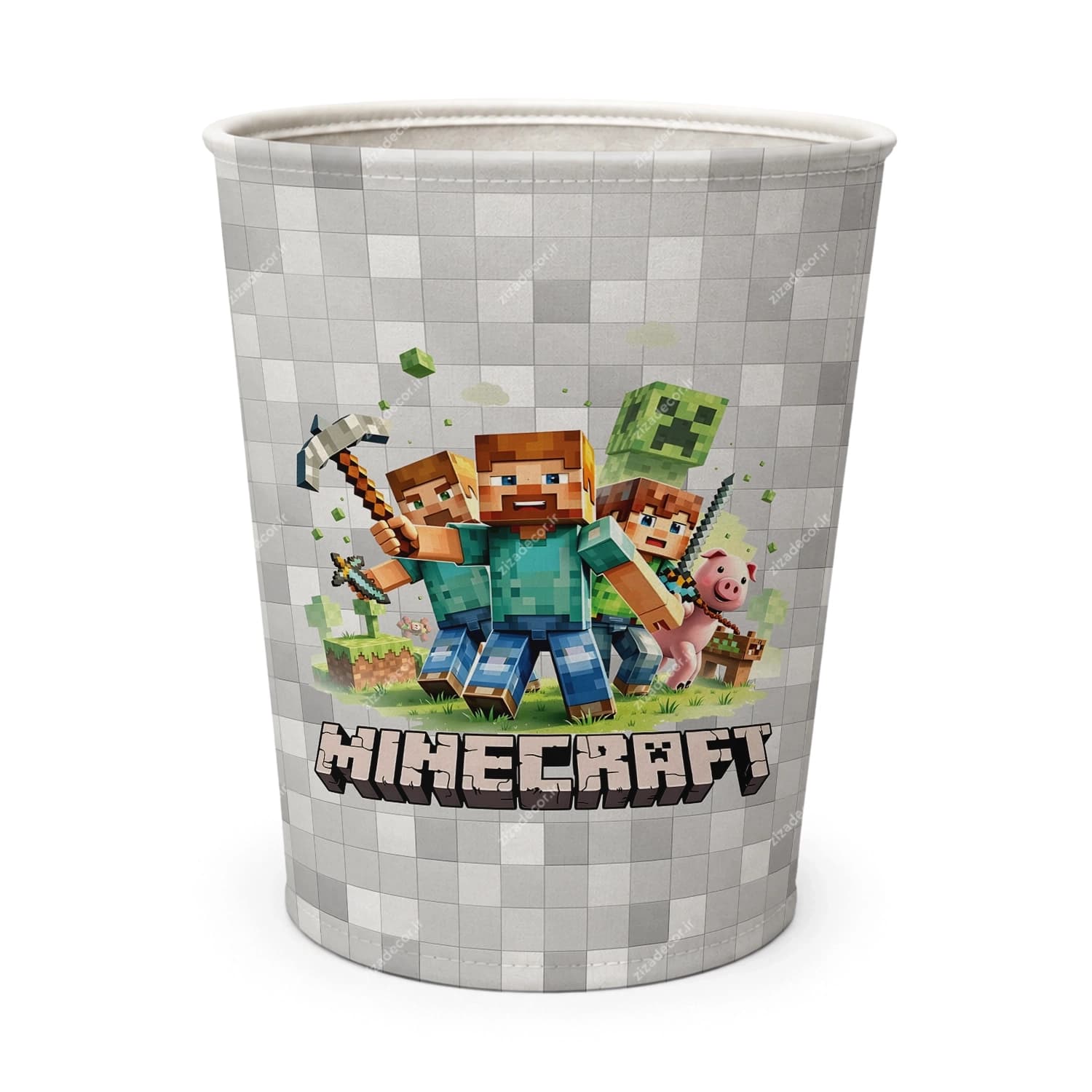 ست سطل زباله و جعبه دستمال کاغذی پسرانه طرح ماینکرفت Minecraft
