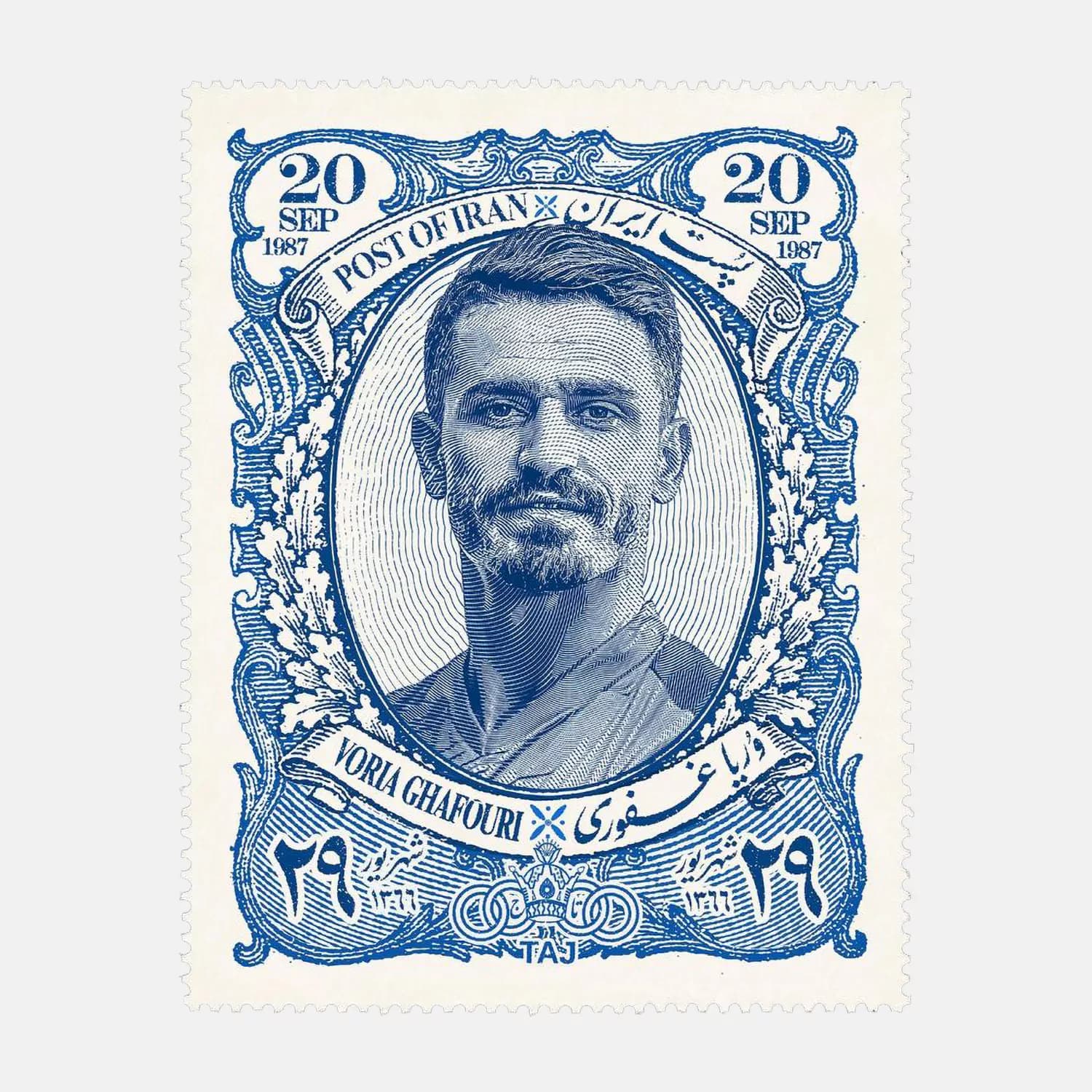 تیشرت پنبه دو نخ طرح تمبر وریا غفوری — تصویر ۳