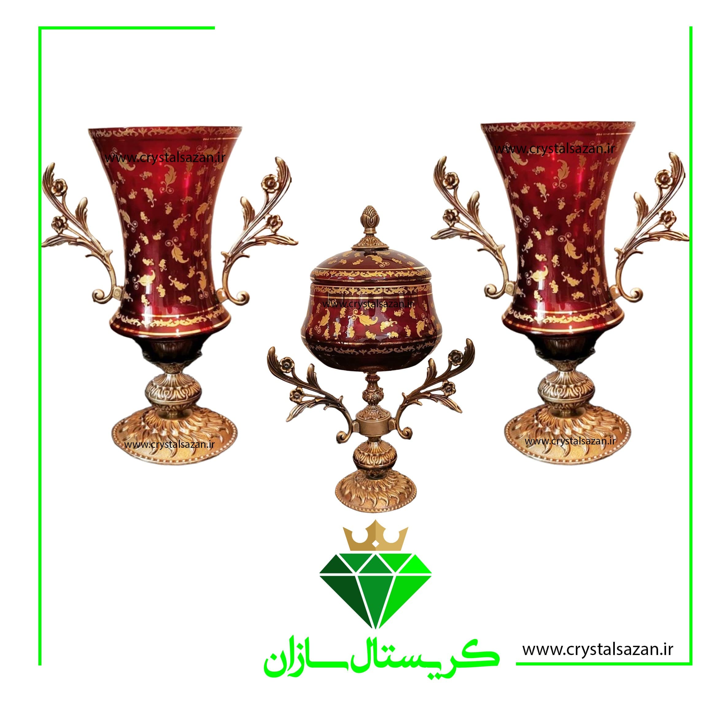 سه تیکه گلدان و شکلات خوری کد CS1278 کریستال سازان