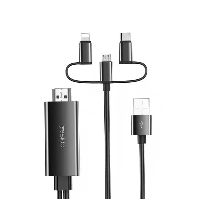 کابل 3 سر لایتنینگ،تایپسی،میکرو به HDMI یسیدو YESIDO HM05 — تصویر ۲