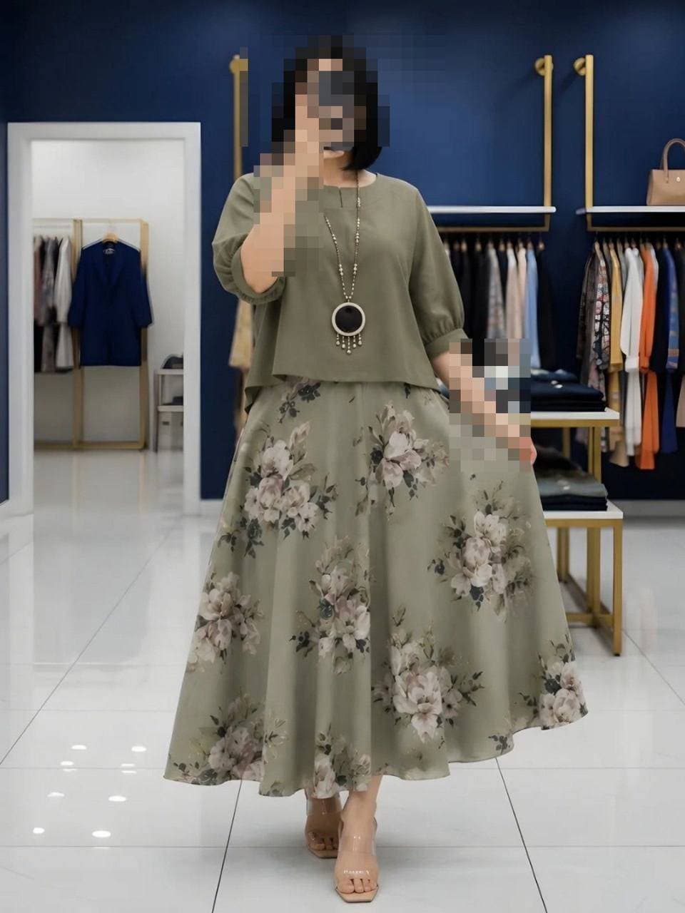سارافون گل دار و شومیز — تصویر ۴