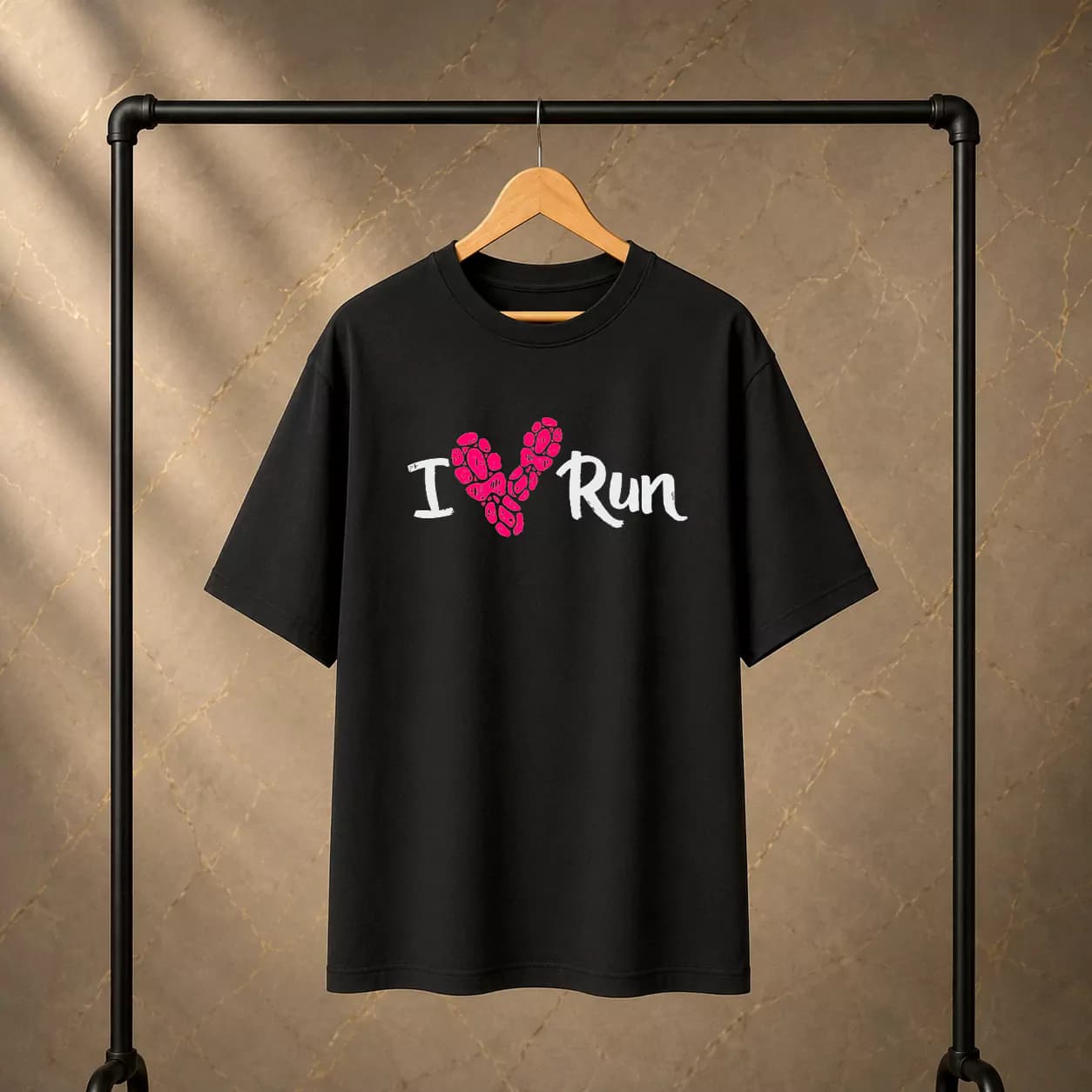 تیشرت پنبه دو نخ طرح I Love Run