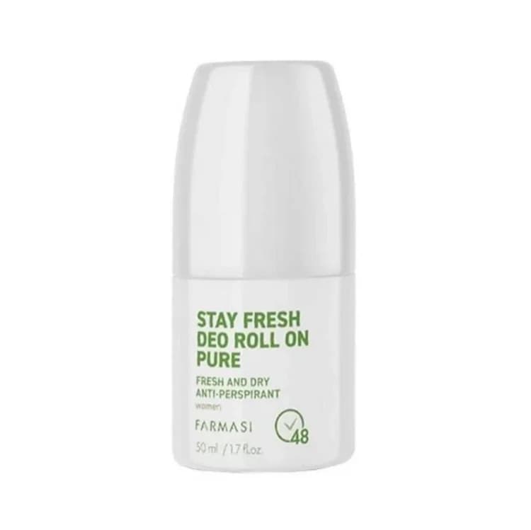 رول ضد تعریق زنانه فارماسی مدل Stay Fresh Deo Roll On Pure با رایحه لطیف گل‌های بهاری حجم 50 میلی لیتر