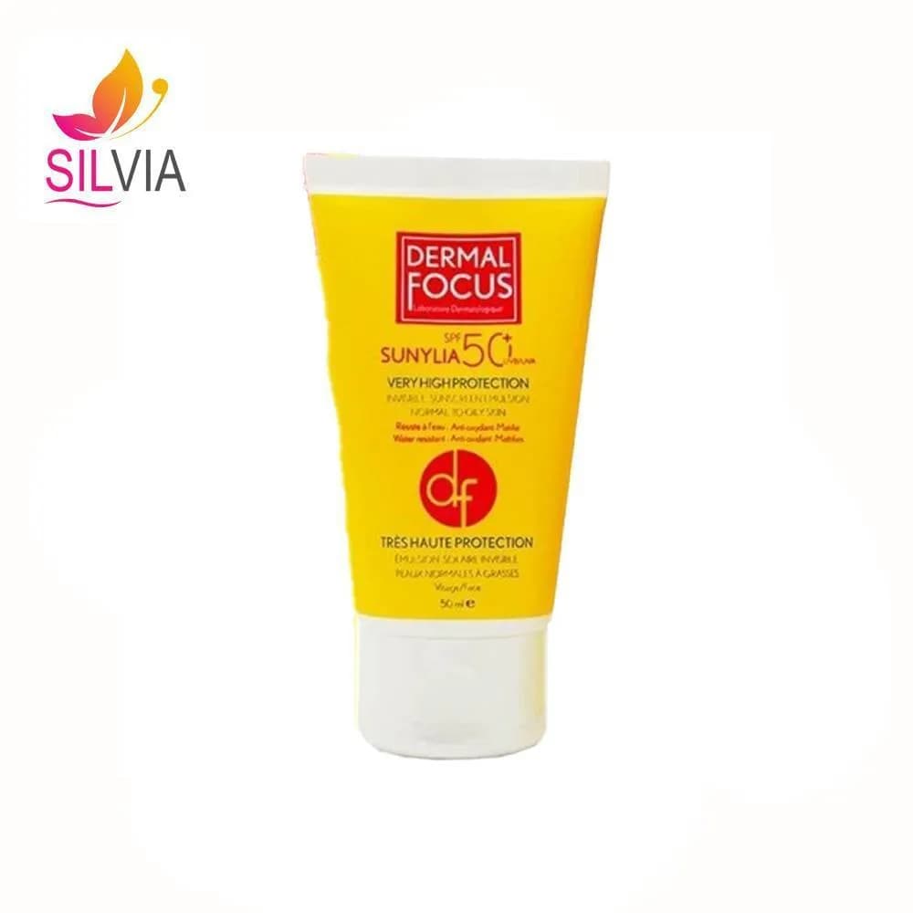 امولسیون ضد آفتاب بی رنگ پوست نرمال تا چرب سانیلیا SPF50 درمال فوکوس 50 میل — تصویر ۲