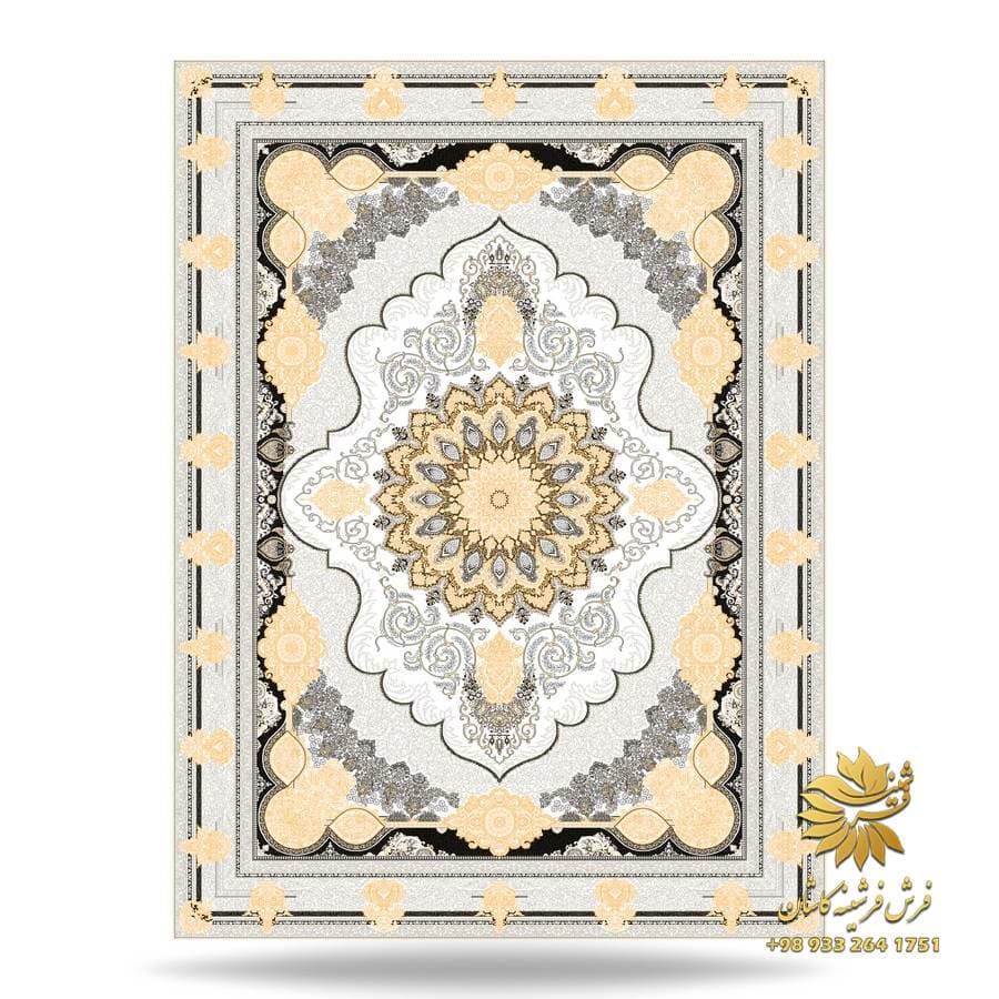 فرشینه کرم طوسی 1200 شانه طلاکوب آریانمهر — تصویر ۳