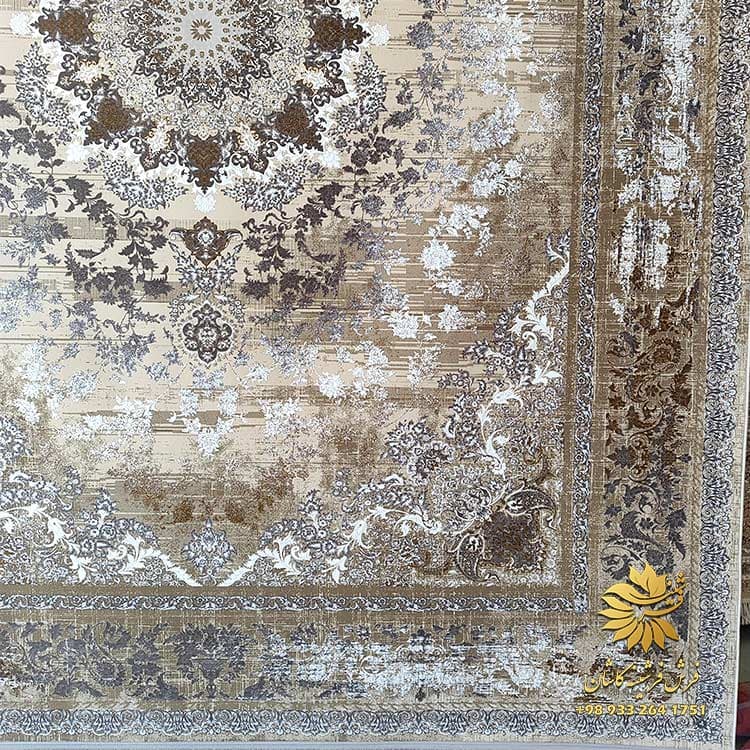 فرش وینتیج کرم 1200 شانه گل برجسته کد 9030 — تصویر ۲