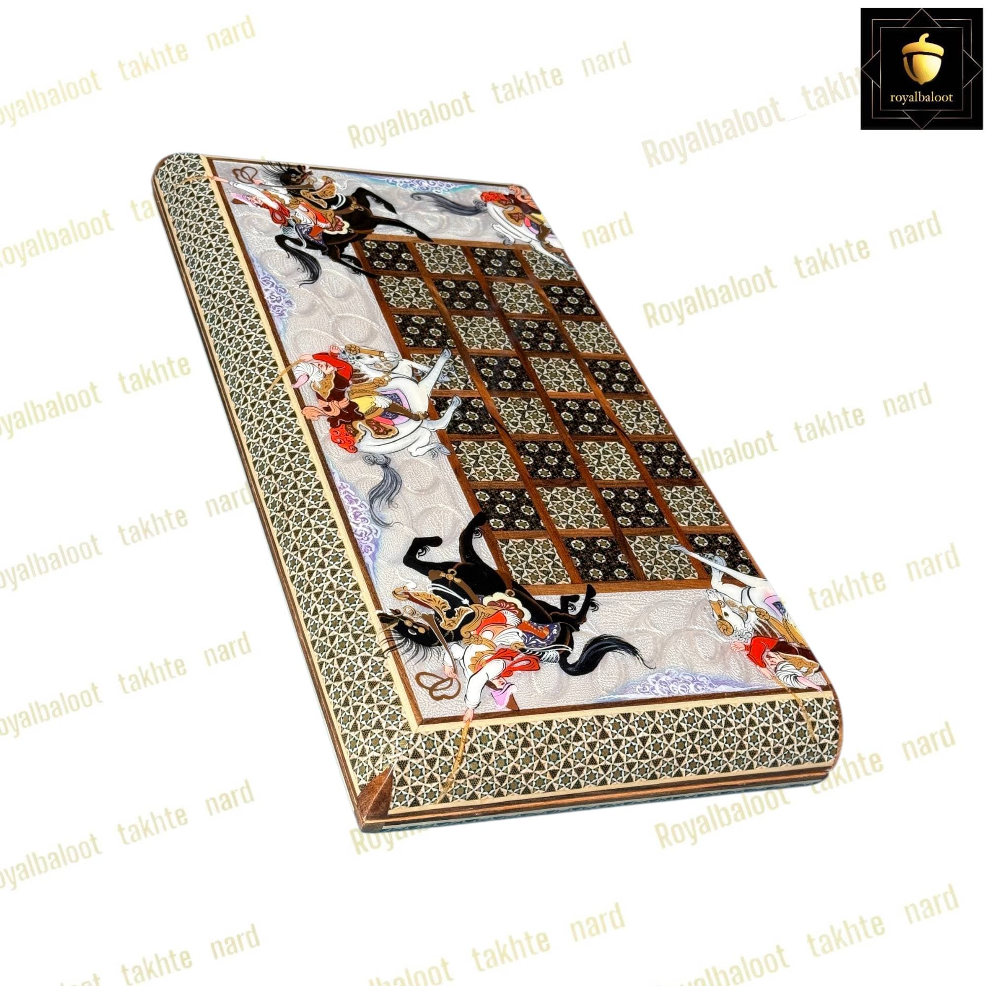 تخته نرد خاتم نقاشی چوگان سه بعدی اعلا کد 522 — تصویر ۶