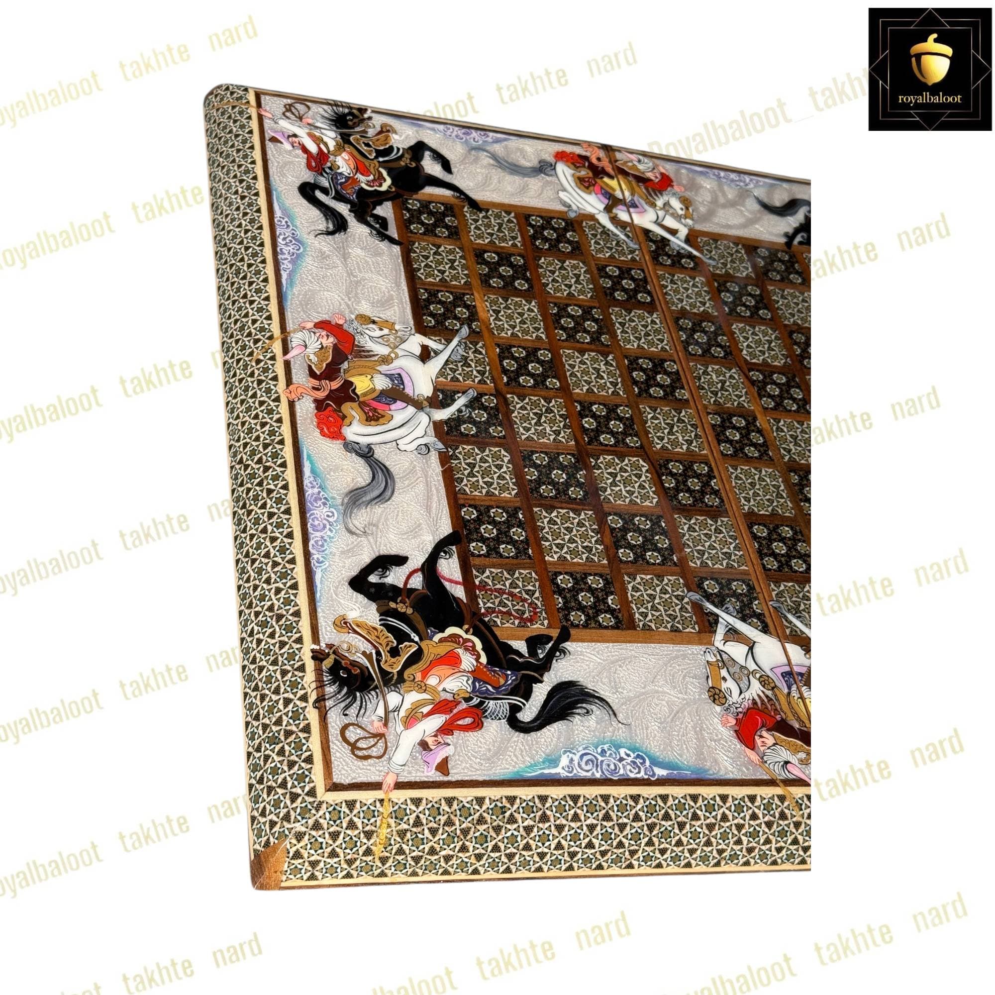 تخته نرد خاتم نقاشی چوگان سه بعدی اعلا کد 522 — تصویر ۳