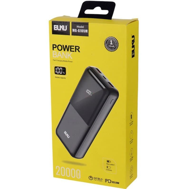 پاوربانک بوکو مدل MG-G105M ظرفیت ۲۰۰۰۰ میلی آمپر ساعت فست شارژ PD و QC3.0