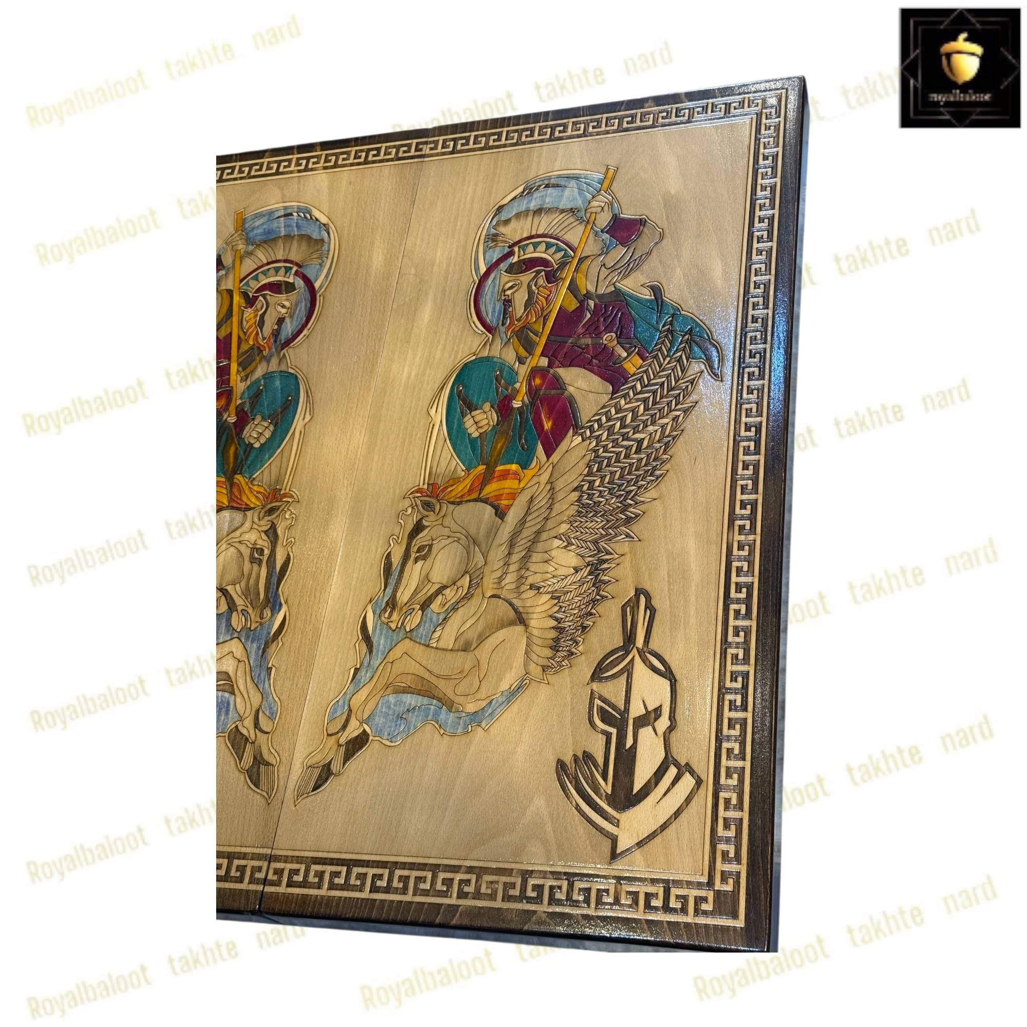 تخته نرد تک بازی راش معرق شوالیه 60 سانتی کد 466 — تصویر ۷