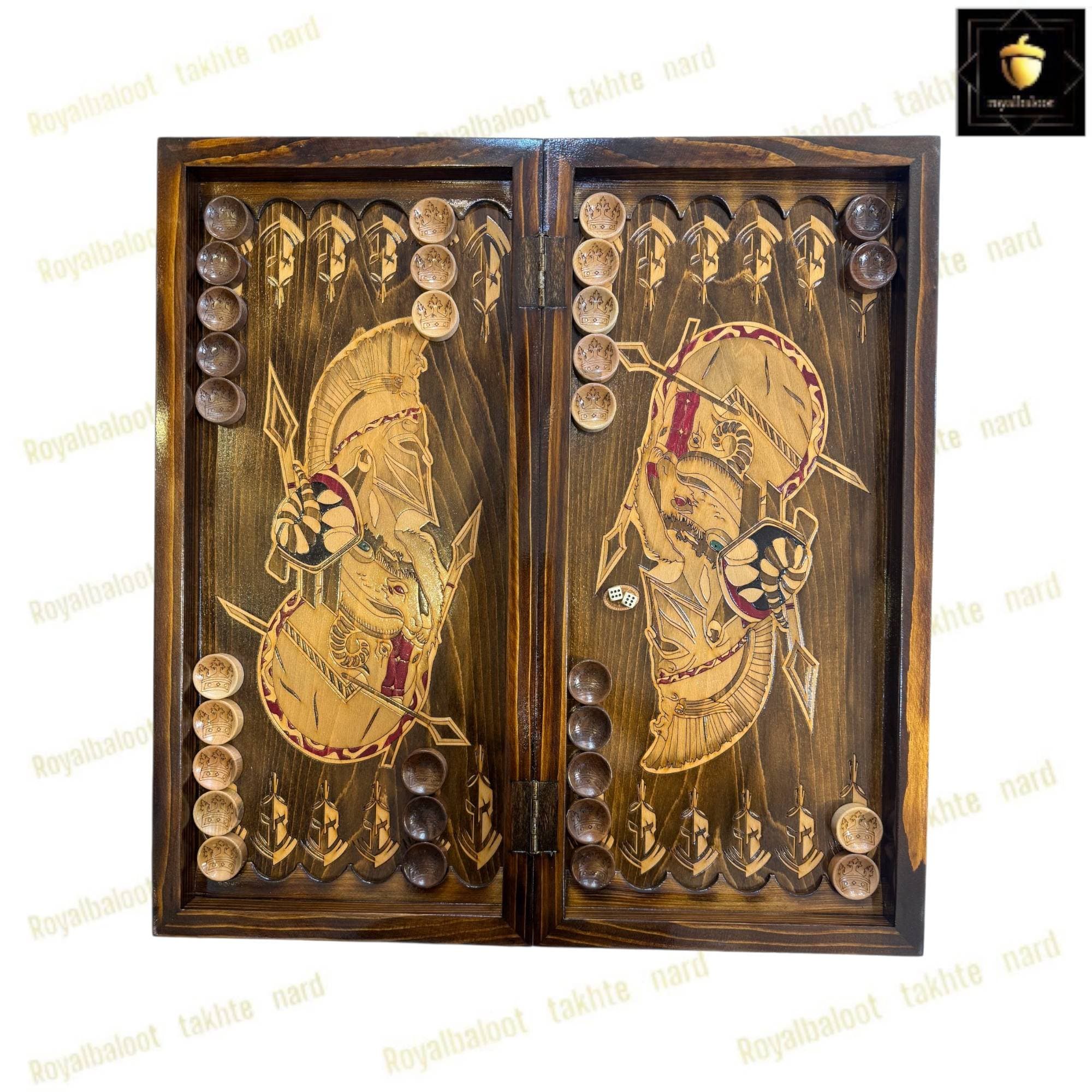 تخته نرد تک بازی راش معرق شوالیه 60 سانتی کد 466 — تصویر ۲