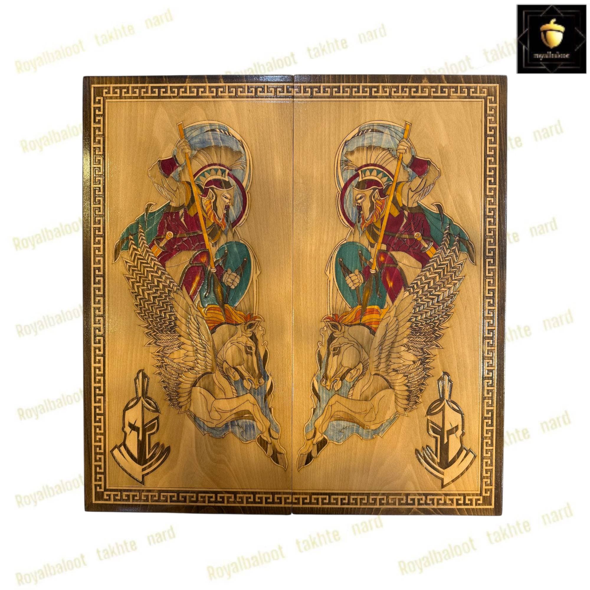 تخته نرد تک بازی راش معرق شوالیه 60 سانتی کد 466