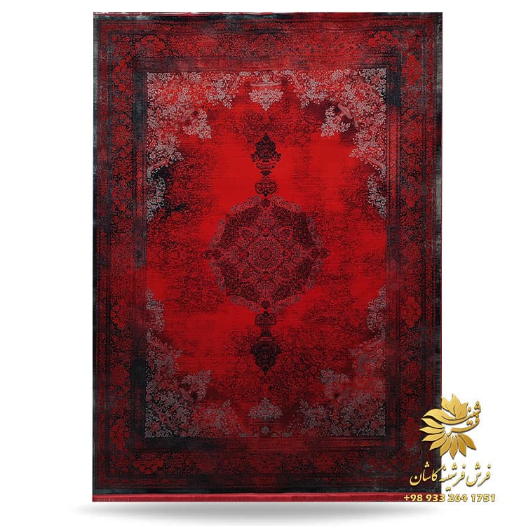 فرش وینتیج قرمز 1200 شانه طرح کاسپین