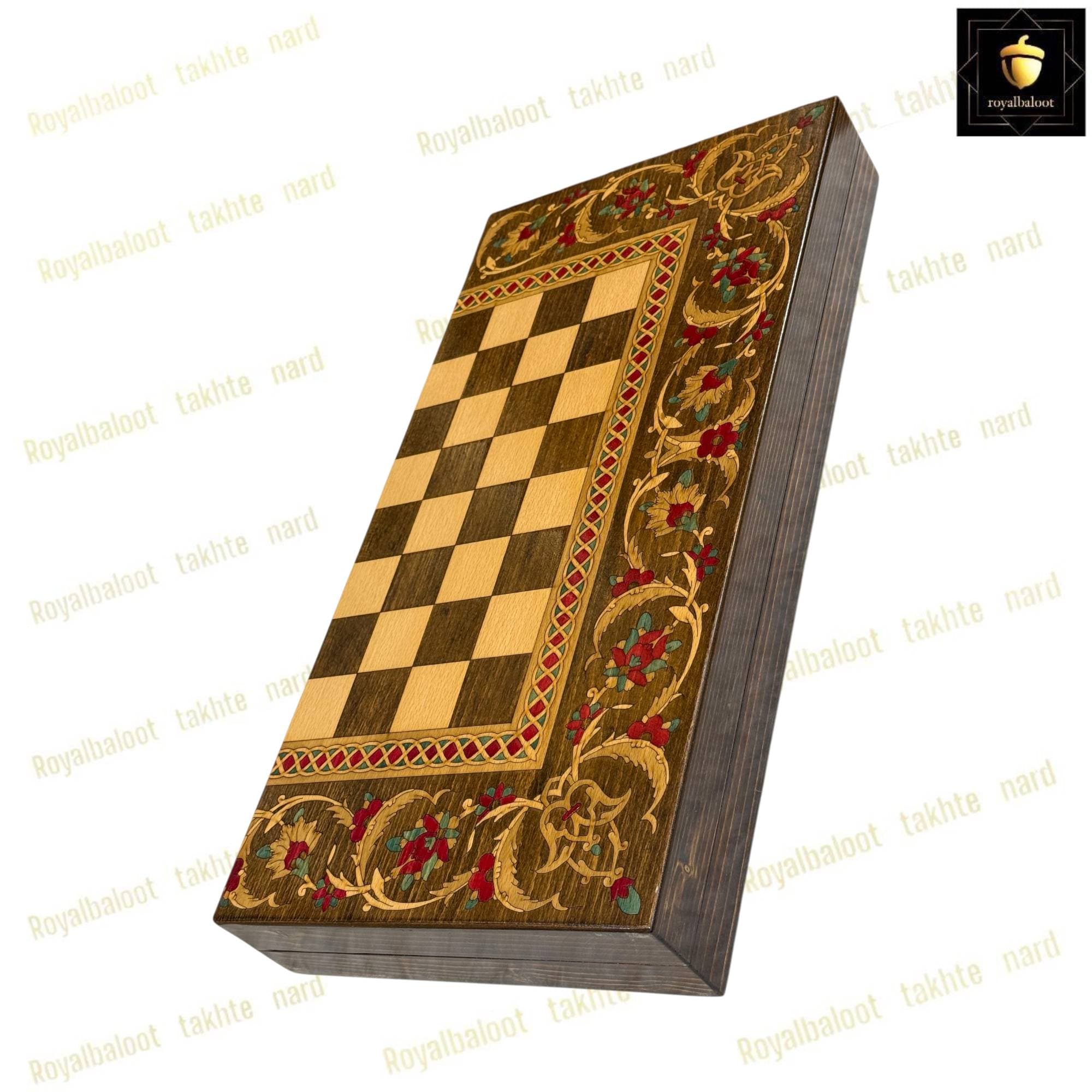 تخته نرد چوب راش معرق اسب کد 444 — تصویر ۲