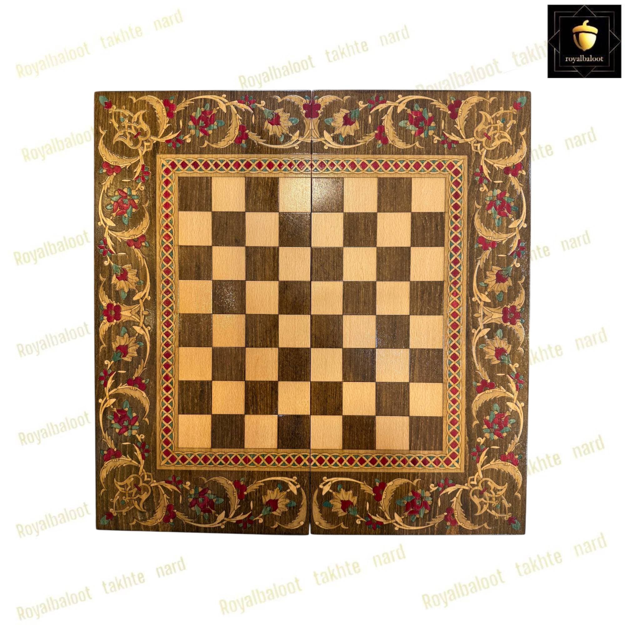 تخته نرد چوب راش معرق اسب کد 444 — تصویر ۶