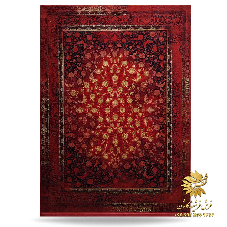 فرش قرمز طلاکوب ۱۲۰۰ شانه تراکم 3600 طرح لیدی