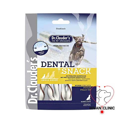تشویقی دنتال برای سگ برند دکتر کلادرز طعم مرغ(Dr. Clauder’s Dog Dental Snack Small Breed)