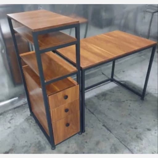 میز شلف دار کتابخانه دار با دو کشو اضافه فلزی چوبی مبلمان آپادانا apadana مدل 637728
