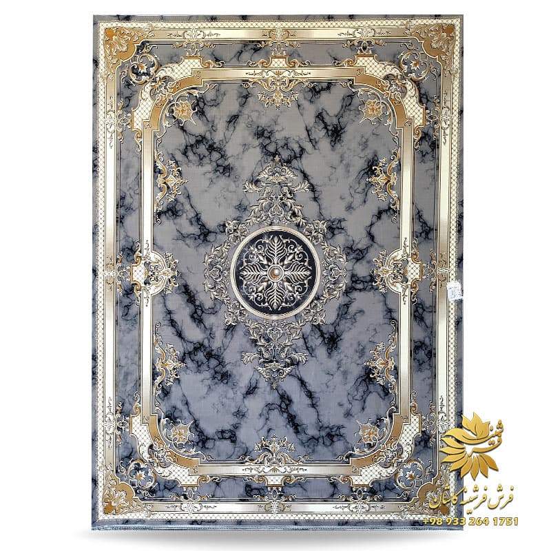 فرش طرح سنگ 1200 شانه طلاکوب فیلی 1235