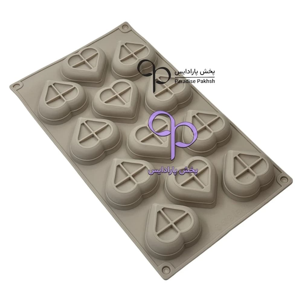 قالب سیلیکونی قلب 3 بعدی 12 خانه چینی
