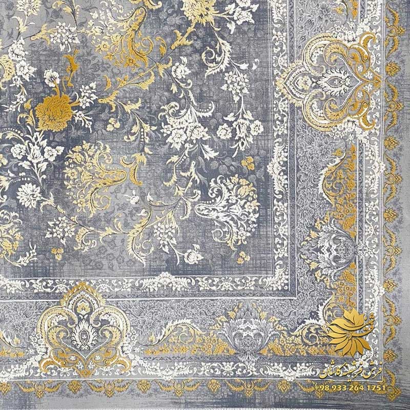 فرش مدرن وینتیج طوسی 1200 شانه طلاکوب کد 1246 — تصویر ۴