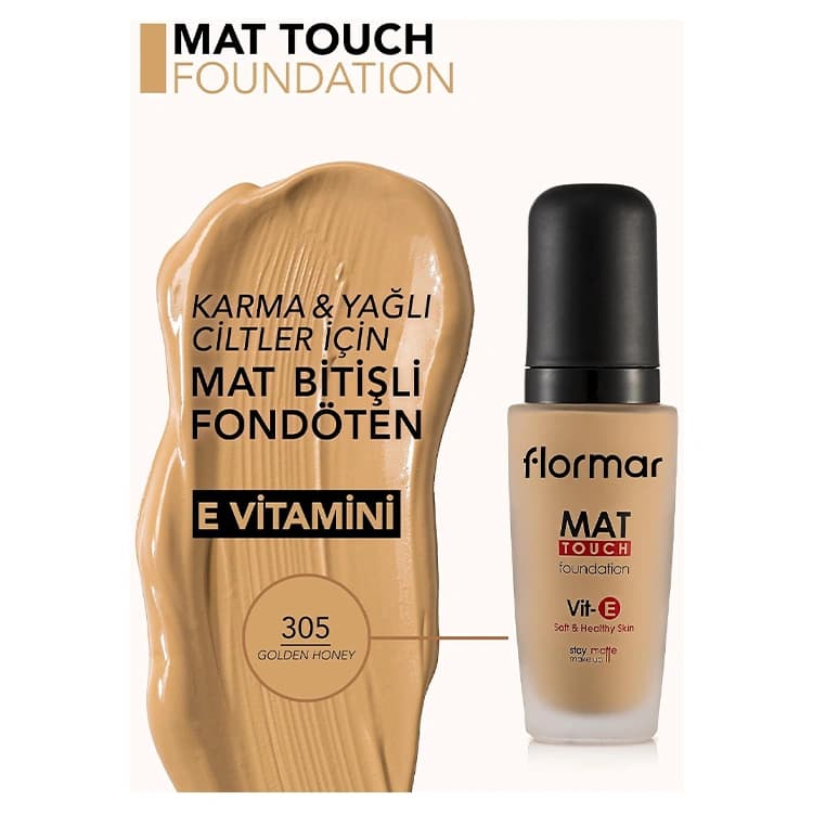 کرم پودر Flormar مدل Mat Touch حجم 30 میلی لیتر — تصویر ۳