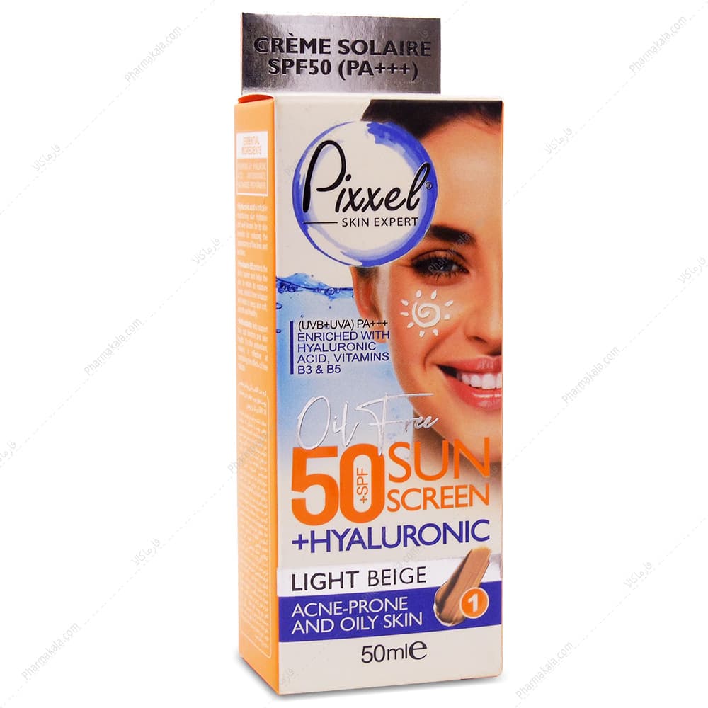 کرم ضد آفتاب SPF50 پوست چرب و مختلط بژ روشن پیکسل 50ml