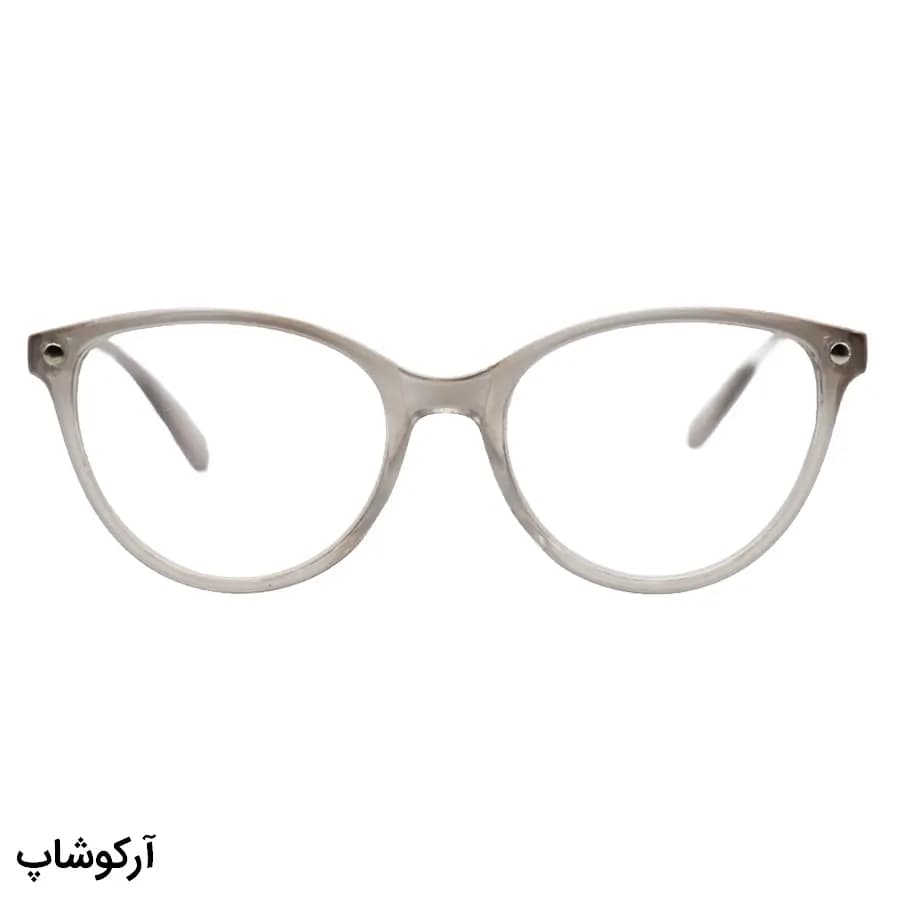 عینک مطالعه نمره +1.25 نزدیک بین با فریم شکل گرد، رنگ طوسی براق و دسته فنردار (بهمراه قاب و دستمال) مدل Y18182 — تصویر ۲