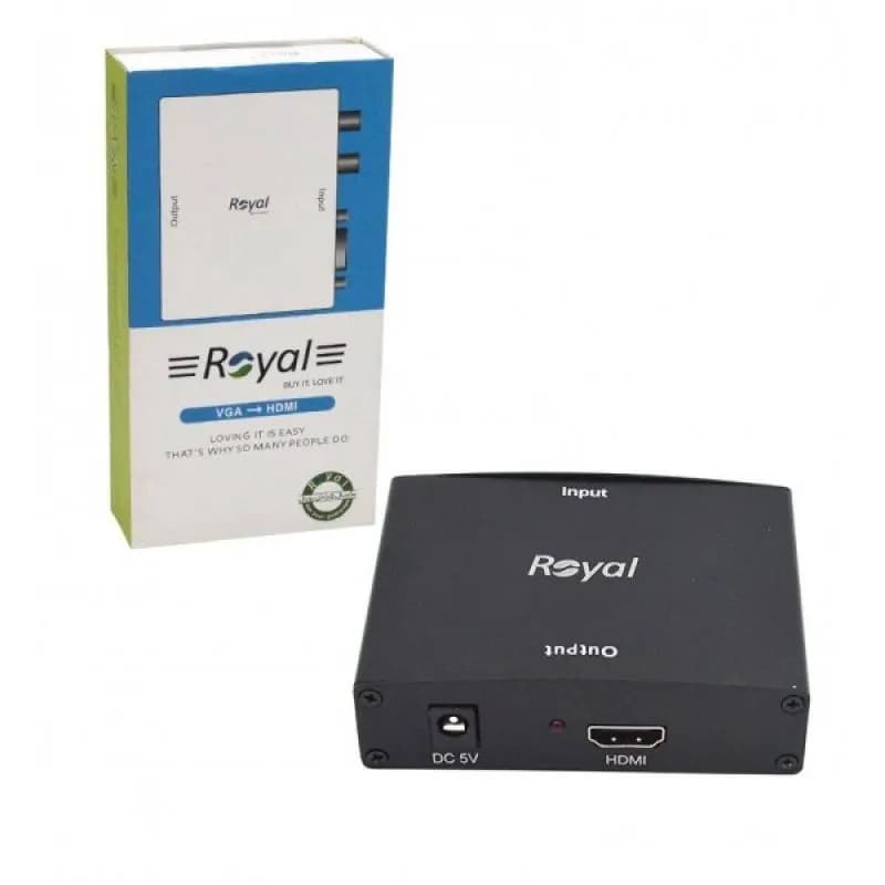 تبدیل VGA به HDMI فلزی + صدا + آداپتور برق رویال