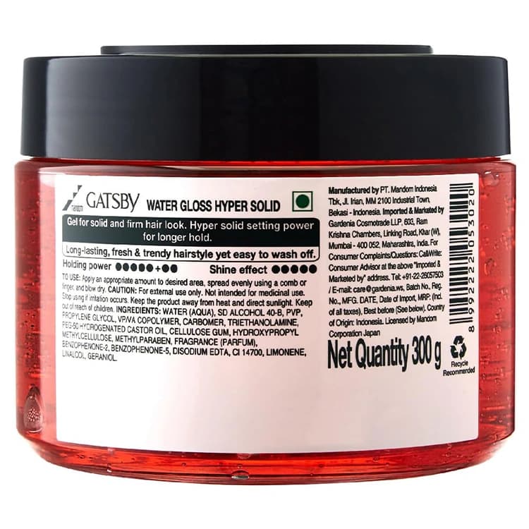 ژل مو GATSBY مدل Water Gloss Hyper Solid وزن 300 گرم — تصویر ۲