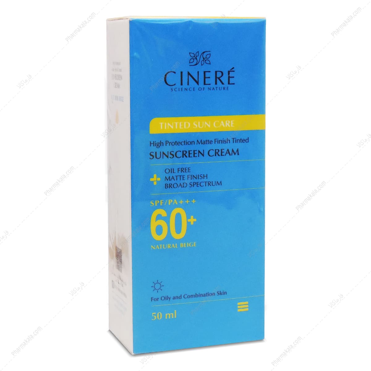 کرم ضد آفتاب SPF60 فاقد چربی بژ طبیعی سینره 50ml