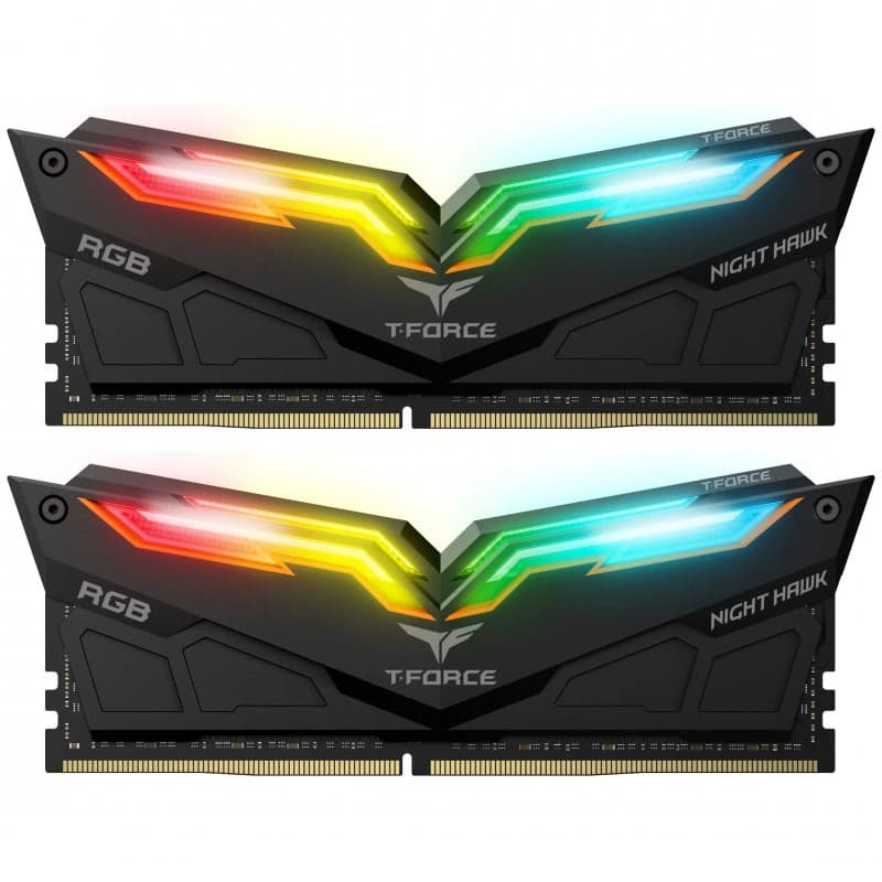 رم دسکتاپ DDR4 دو کاناله 3200 مگاهرتز CL16 تیم گروپ مدل T-Force Night Hawk RGB ظرفیت 32 گیگابایت استوک