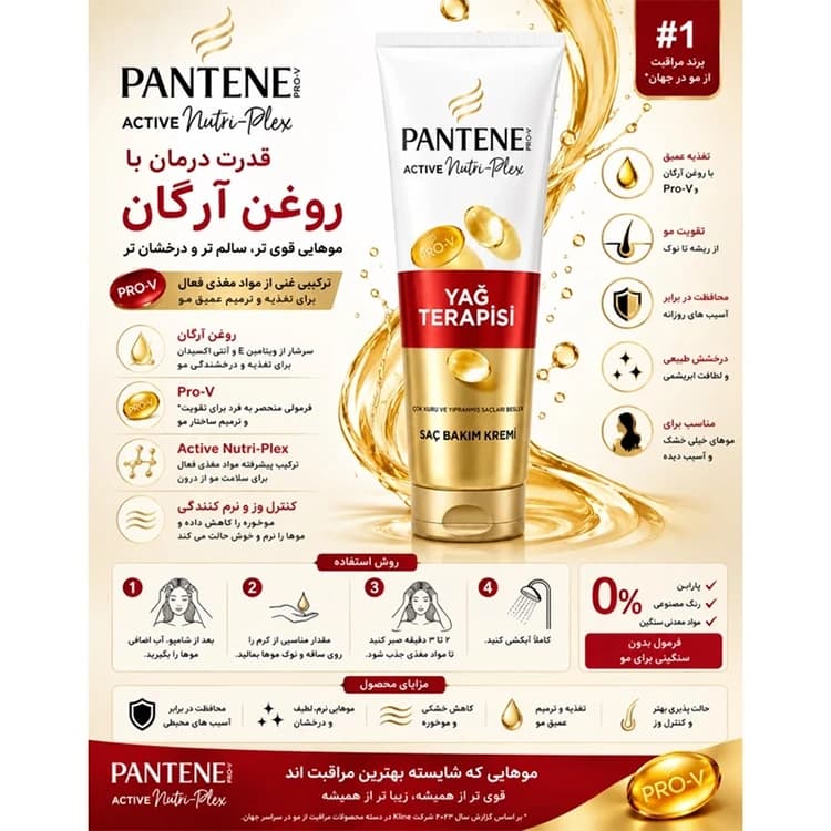 ماسک مو Pantene مدل Yag Terapisi حجم 275 میلی لیتر — تصویر ۲