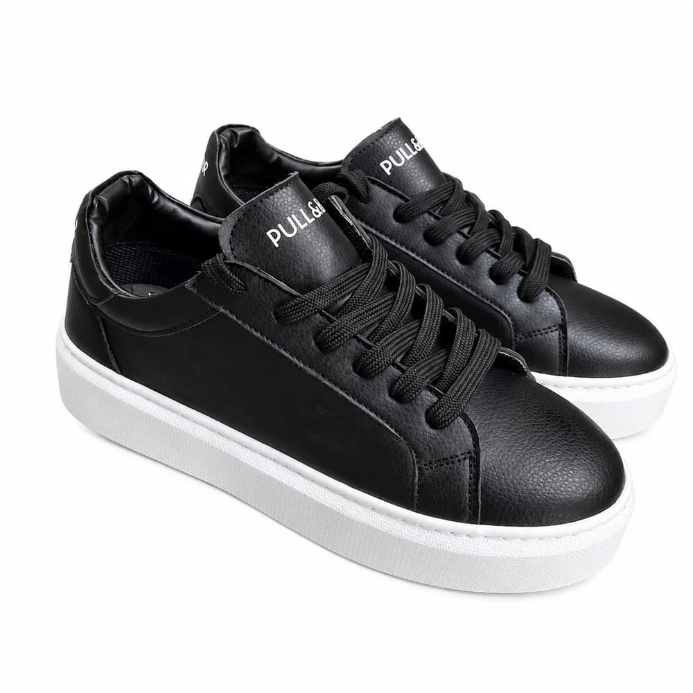کتانی ونس اسپرت مردانه مشکی مدل (pull&bear)|سایز41-44|دوردوخت|پاشنه4 سانت|مشکی-سفید — تصویر ۴