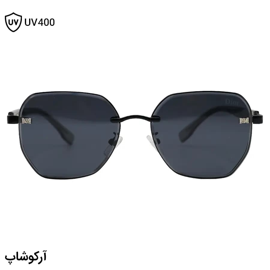عینک آفتابی زنانه DIOR با فریم شکل چند ضلعی، رنگ مشکی براق و لنز دودی تیره مدل 2599 — تصویر ۲