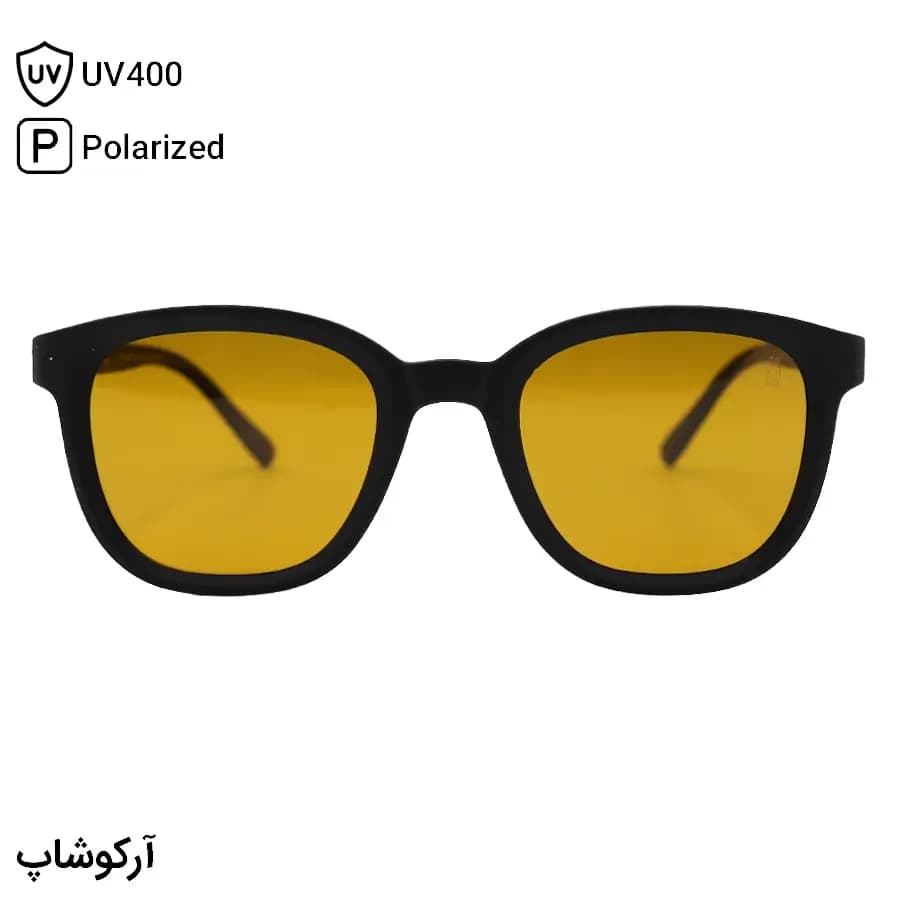 عینک آفتابی اوگا مورل با فریم مربعی شکل، رنگ مشکی مات و لنز قهوه‌ای روشن و پلاریزه مدل P8227 — تصویر ۲