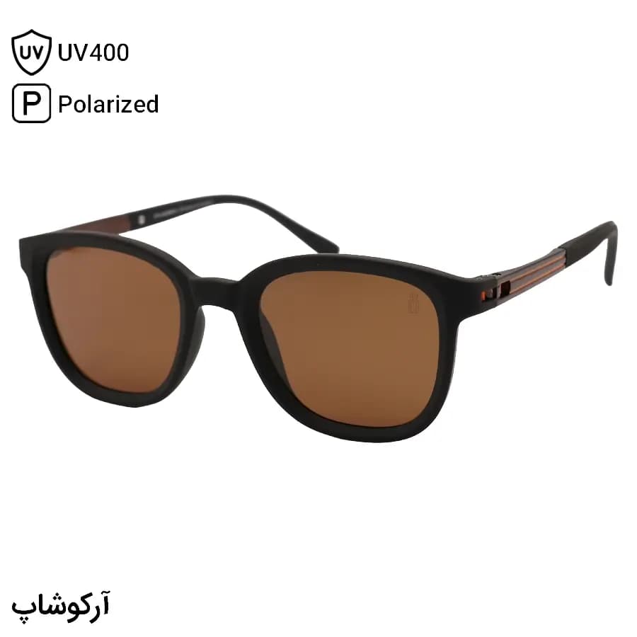 عینک آفتابی اوگا مورل با فریم مربعی شکل، رنگ مشکی مات و لنز قهوه‌ای روشن و پلاریزه مدل P8227 — تصویر ۸