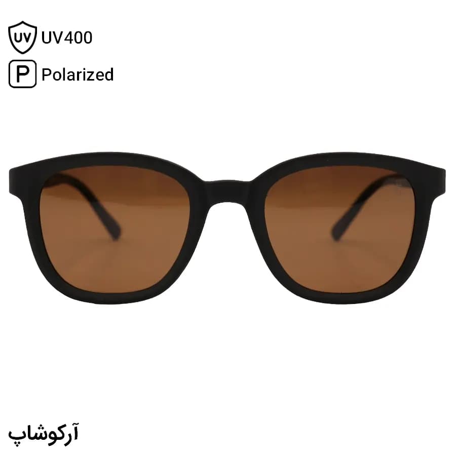 عینک آفتابی اوگا مورل با فریم مربعی شکل، رنگ مشکی مات و لنز قهوه‌ای روشن و پلاریزه مدل P8227 — تصویر ۹