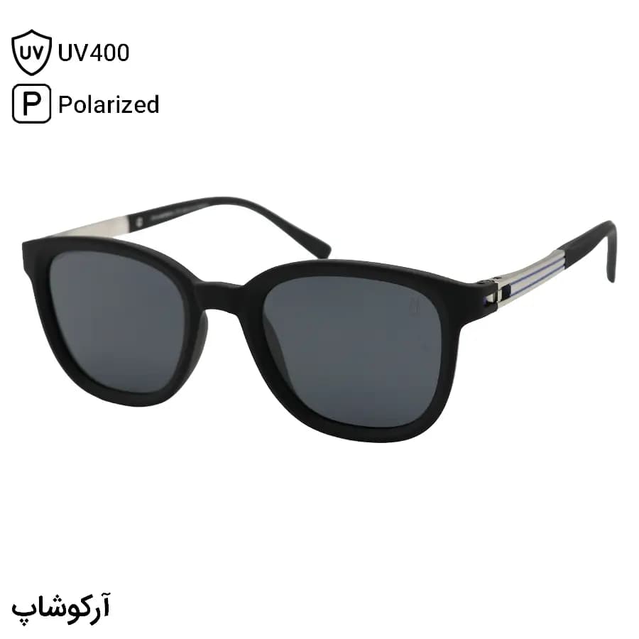 عینک آفتابی اوگا مورل با فریم مربعی شکل، رنگ سرمهای مات و لنز دودی تیره و پلاریزه مدل P8227 — تصویر ۸