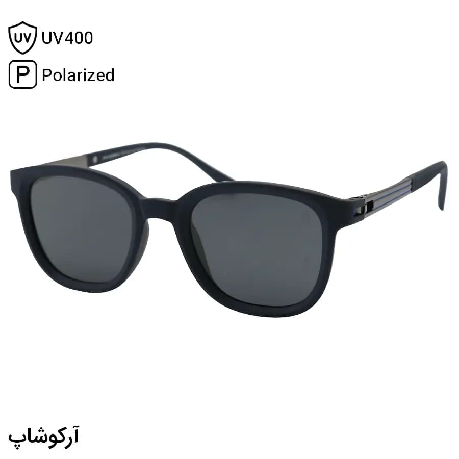 عینک آفتابی اوگا مورل با فریم مربعی شکل، رنگ سرمه‌ای مات و لنز دودی تیره و پلاریزه مدل P8227