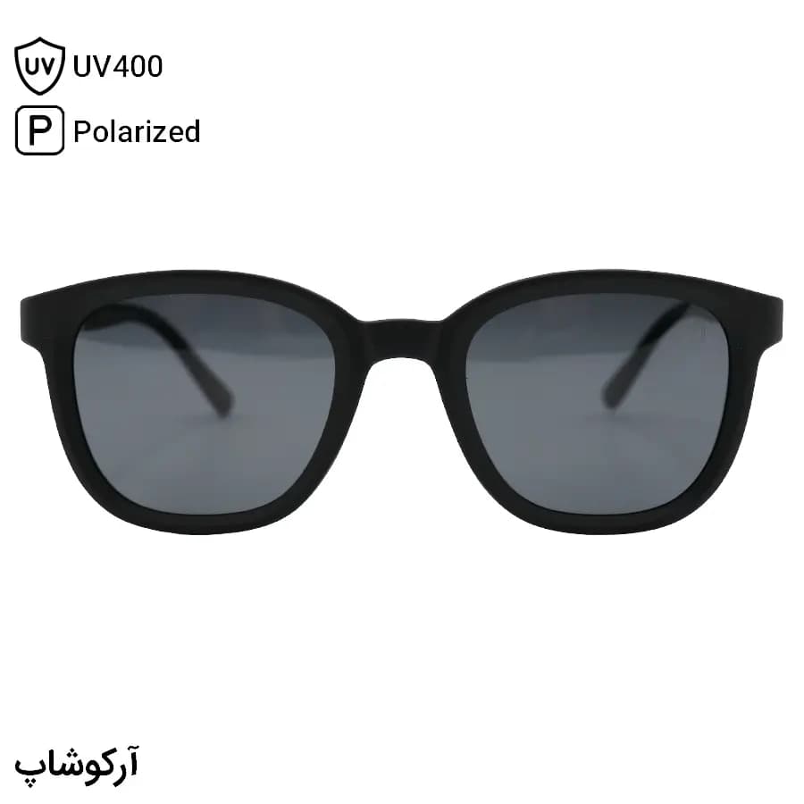 عینک آفتابی اوگا مورل با فریم مربعی شکل، رنگ سرمهای مات و لنز دودی تیره و پلاریزه مدل P8227 — تصویر ۹