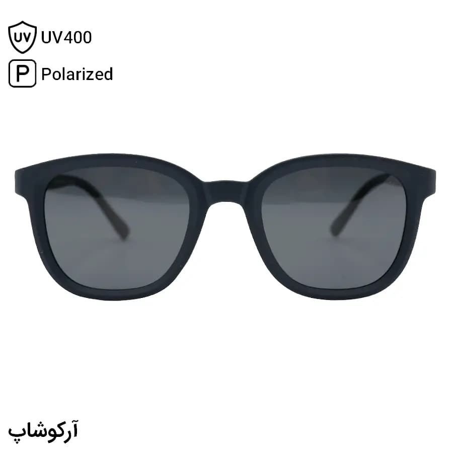 عینک آفتابی اوگا مورل با فریم مربعی شکل، رنگ سرمهای مات و لنز دودی تیره و پلاریزه مدل P8227 — تصویر ۲