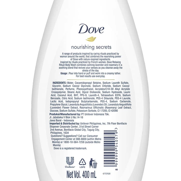 شامپو بدن Dove مدل Nourishing Secrets Relaxing Ritual حجم 200 میلی لیتر — تصویر ۳