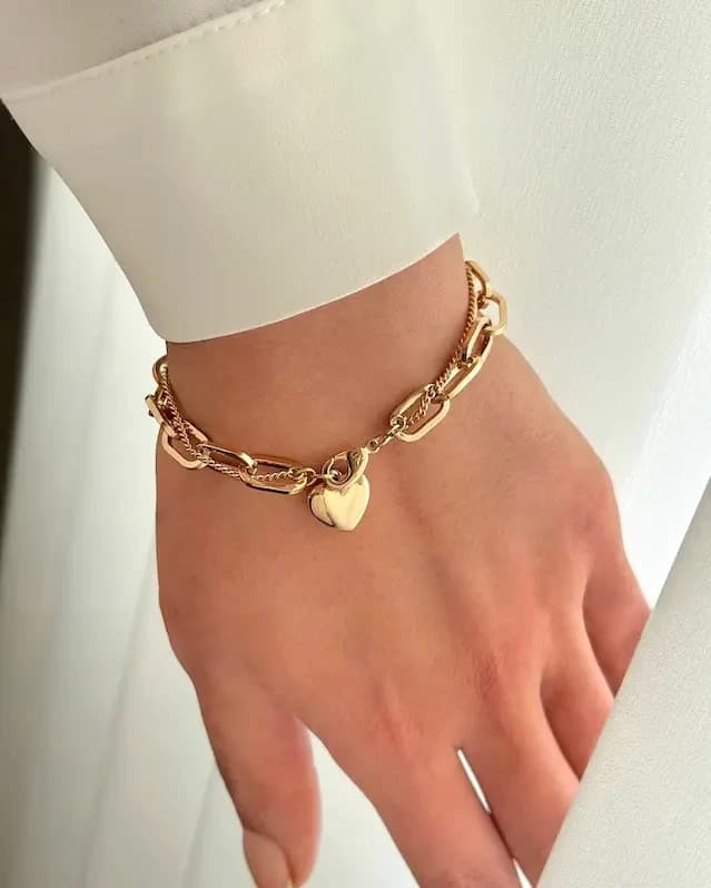 دستبند دو لاین آویز قلب ژوپینگ — تصویر ۶