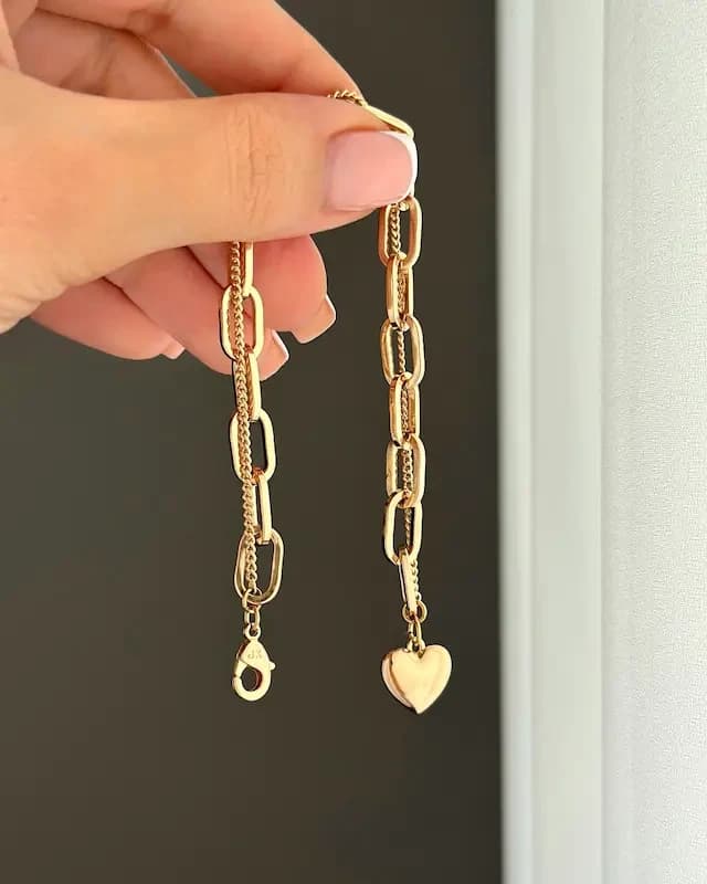 دستبند دو لاین آویز قلب ژوپینگ — تصویر ۵
