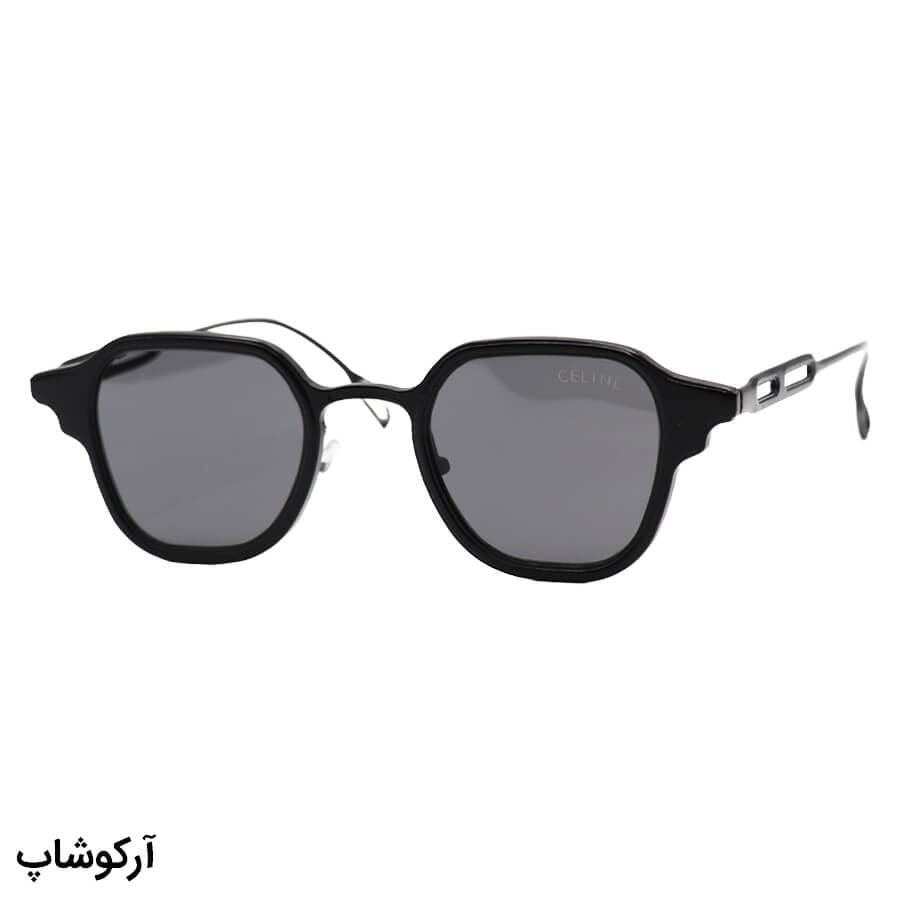 عینک آفتابی Celine با فریم فلزی، مشکی رنگ، مربعی شکل و لنز دودی تیره مدل 10485