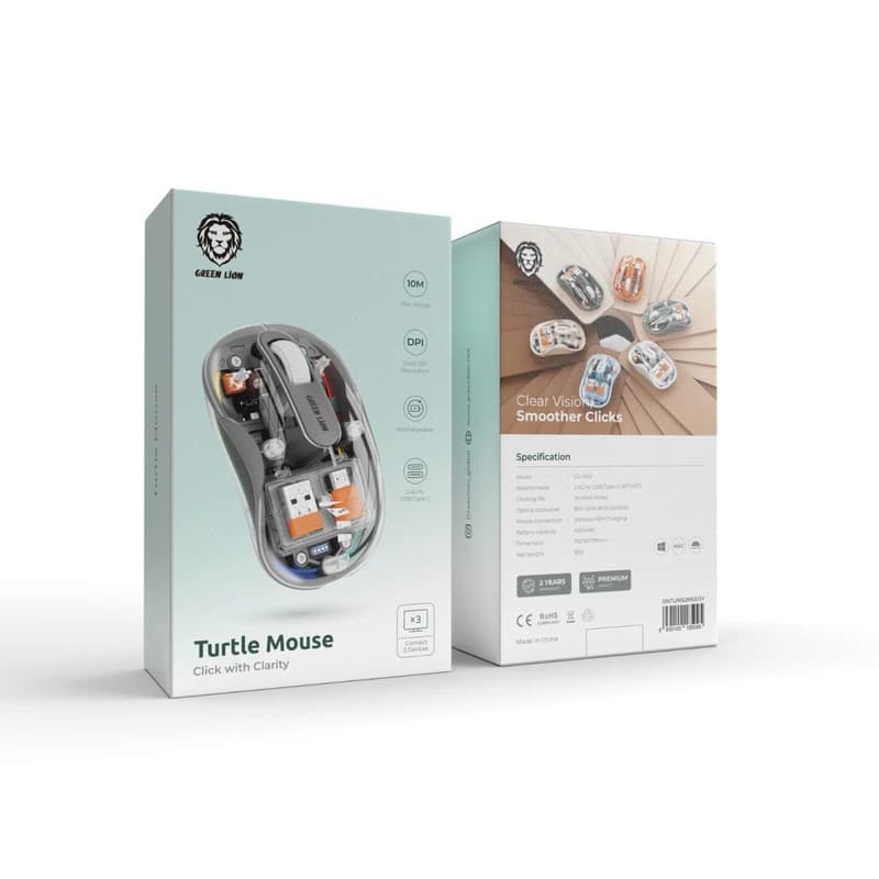 موس بی سیم گرین لاین مدل Turtle – خاکستری — تصویر ۲